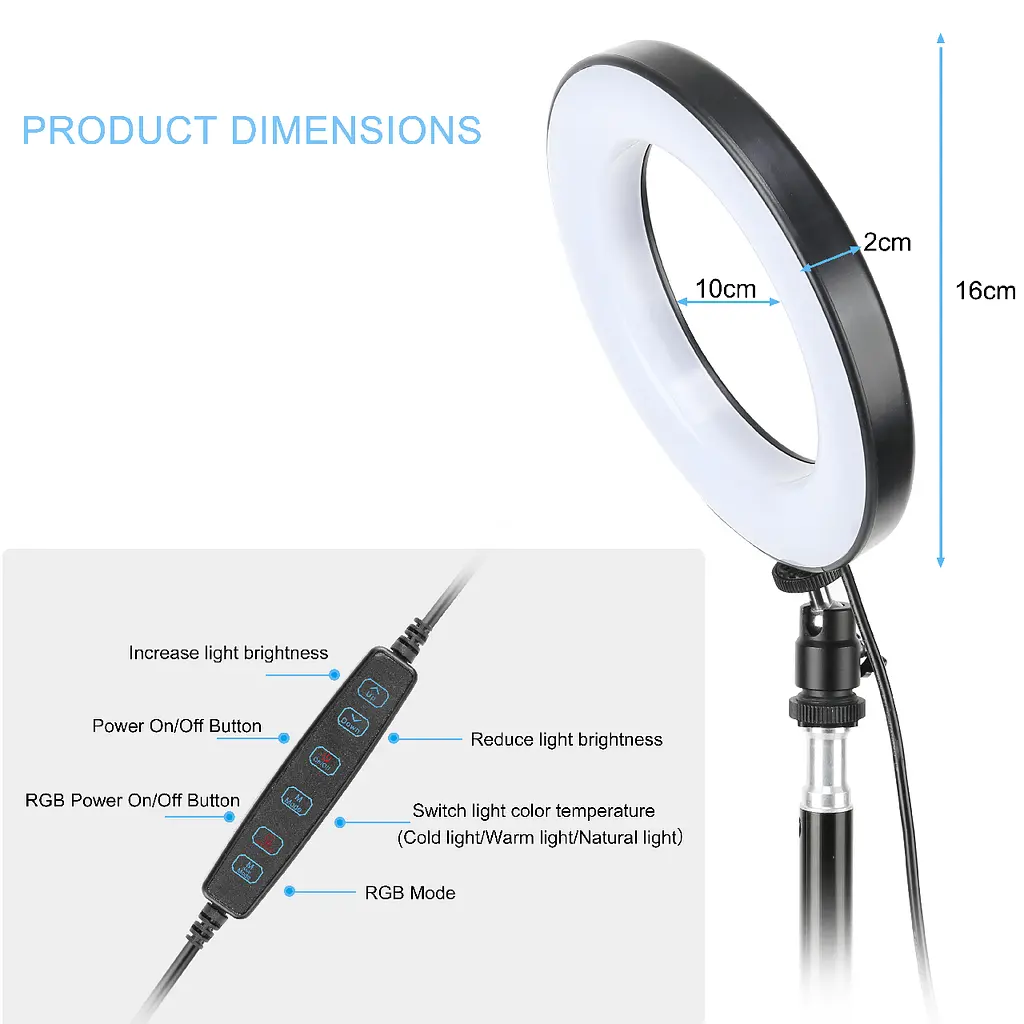 Тримач GRAND з кільцевим освітленням і Bluetooth 6" RGB100 (Kit1) 45 cm Stand - фото 2