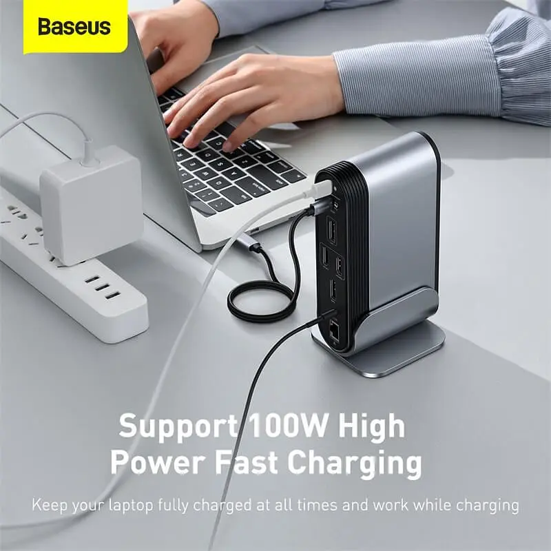 Хаб адаптер Baseus Working Station Four-Screen 16-in-1 (CAHub-HG0G) - фото 7