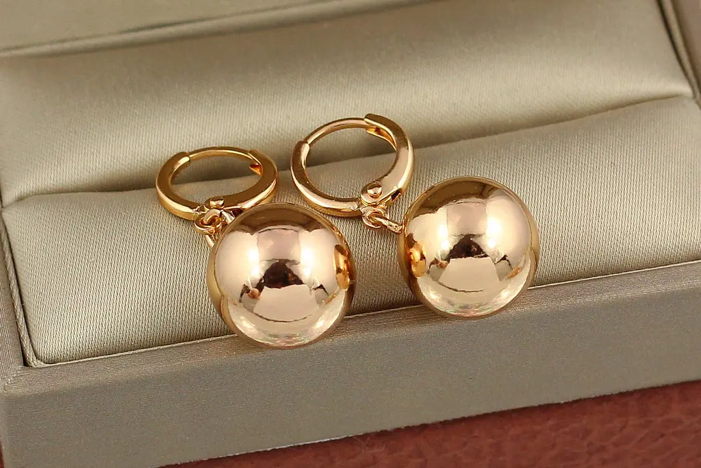 Сережки Xuping Jewelry кульки 2.8 см 13 мм золотисті - фото 2