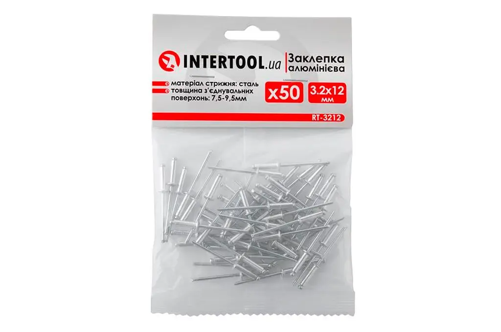 Витяжні заклепки з плоскою головкою Intertool 3.2 х 12.0 мм (в упаковці 50 шт.) - фото 3