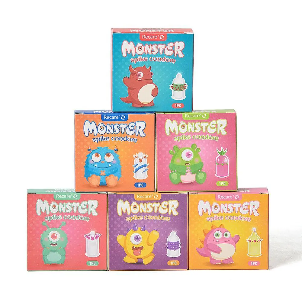 Насадка на член Recare Yellow Monster Spike Condom (презерватив з рядами пухирців та шипів) - фото 8