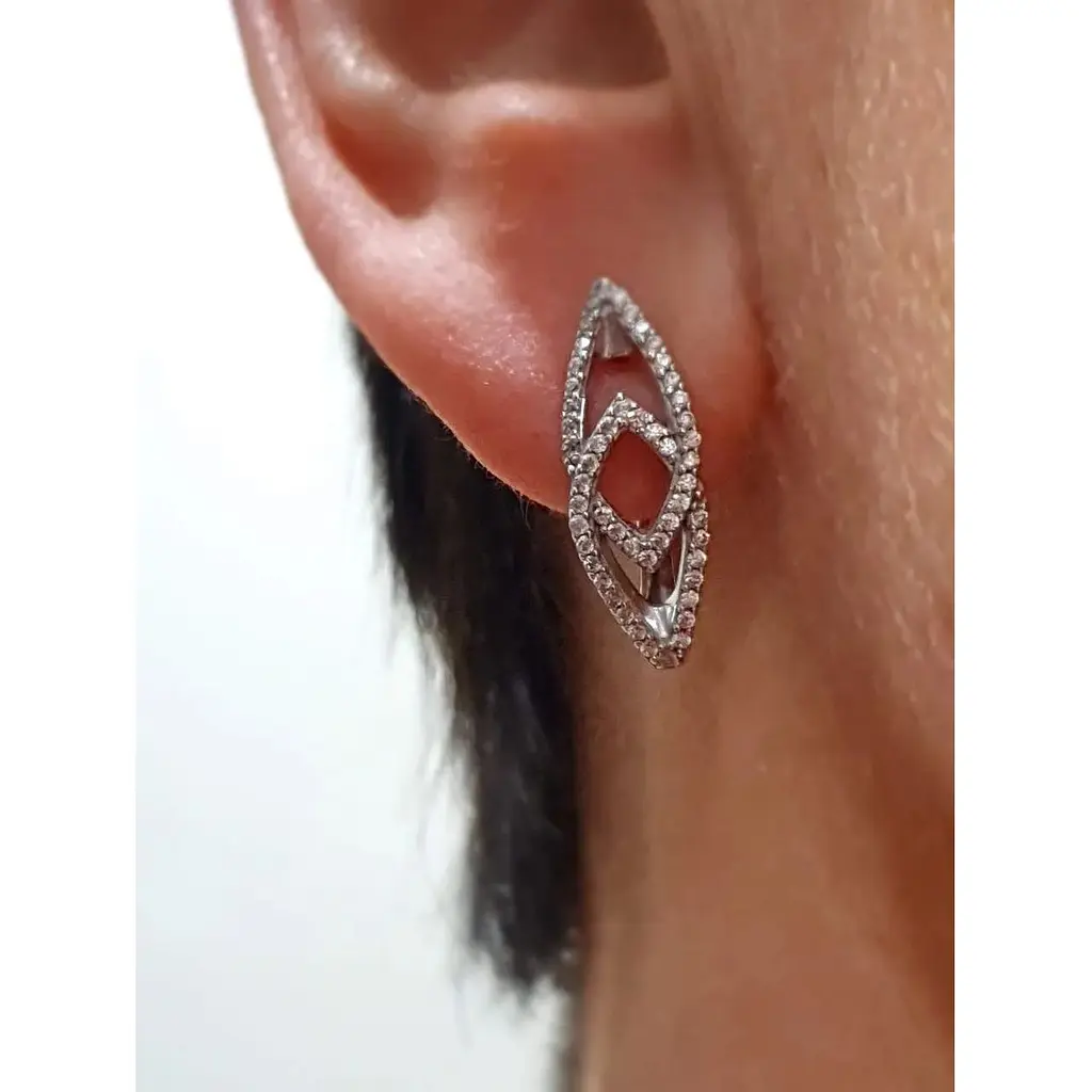 Серебряные серьги Агни Пирамида с фианитами. 2769/1Р-CZ - фото 2