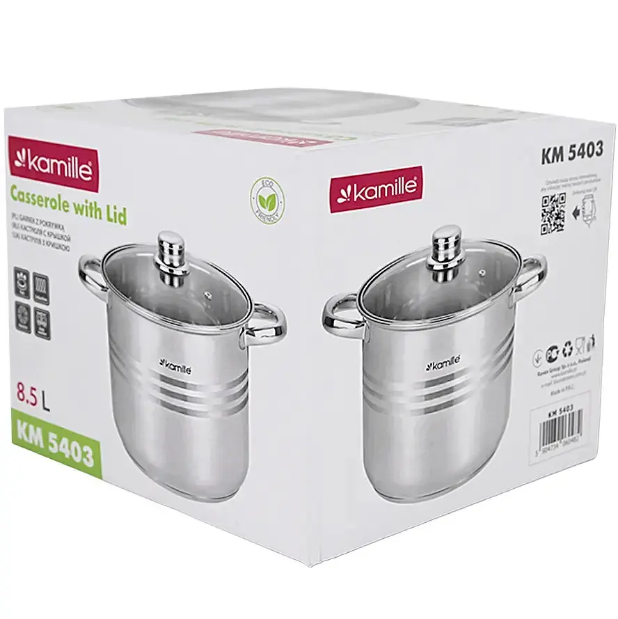 Каструля з кришкою Kamille KM-5403 8.5 л 24 см срібляста - фото 7