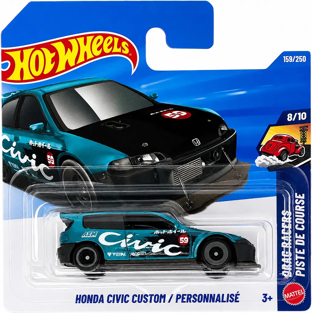 Базова машинка Hot Wheels Drag Racers Honda Civic Custom синя (5785) JJJ81-N521