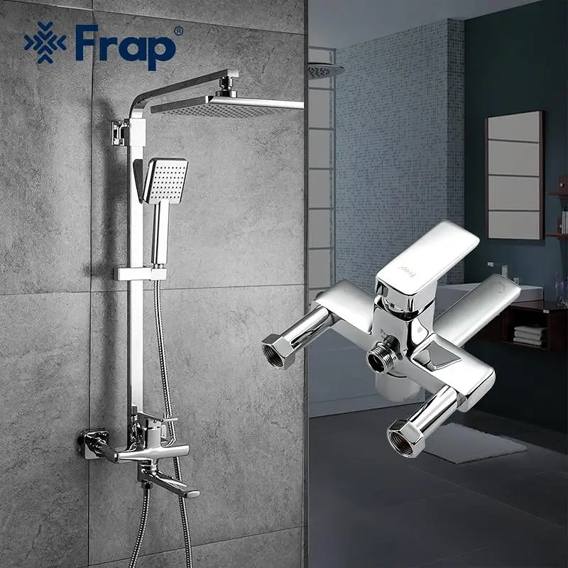 Душова система Frap F2460, поворотний вилив - перемикач на лійку/душ, 1 режим, хром - фото 3