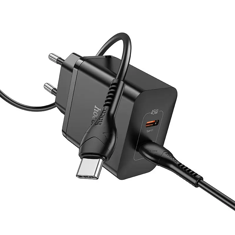 МЗП Hoco N35 Streamer PD45W (2C) + Type-C to Type-C Black - фото 2