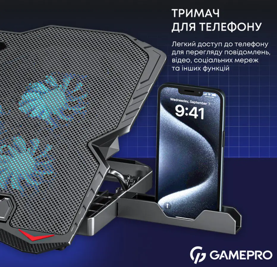 Охолоджувальна підставка для ноутбука до 15,6 дюймів GamePro GPCP-560 5xfans - фото 12