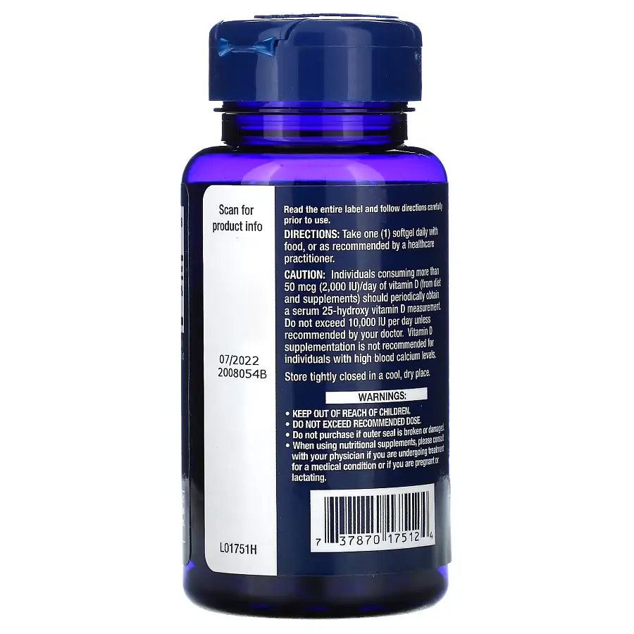 Вітаміни та мінерали Life Extension Vitamin D3 1000 IU, 250 капсул - фото 3
