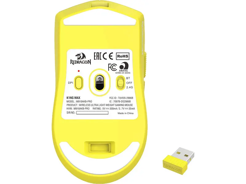 Миша REDRAGON K1NG Pro Max 1K Yellow (M918-AKB-PRO) - фото 5