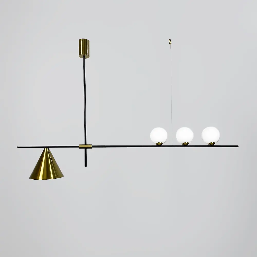 Удлиненная люстра в черном корпусе с латунными деталями Ст. MJ 87/4 BK+AB | Line F - фото 2