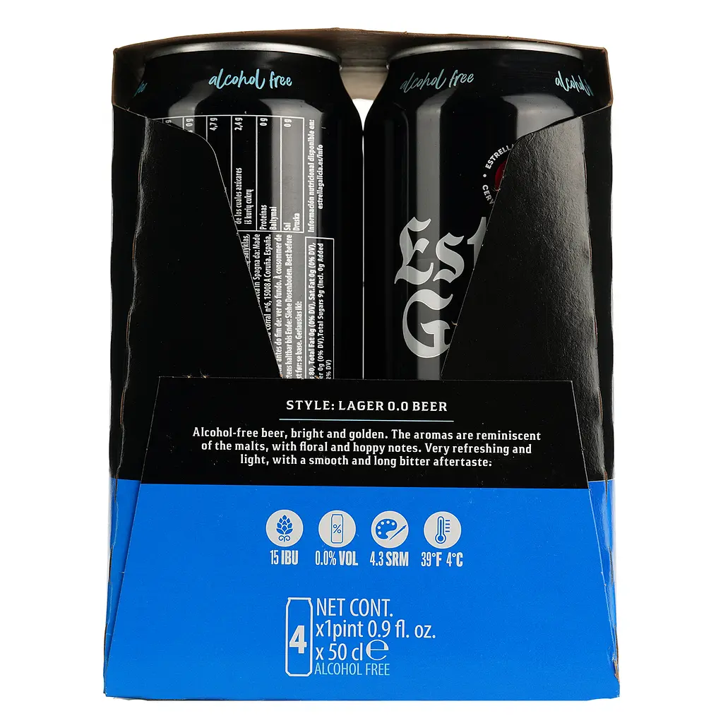 Уцінка. Упаковка пива Estrella Galicia Especial безалкогольне світле 0.0% 2 л (0.5 л x 4 шт.) з/б - фото 6