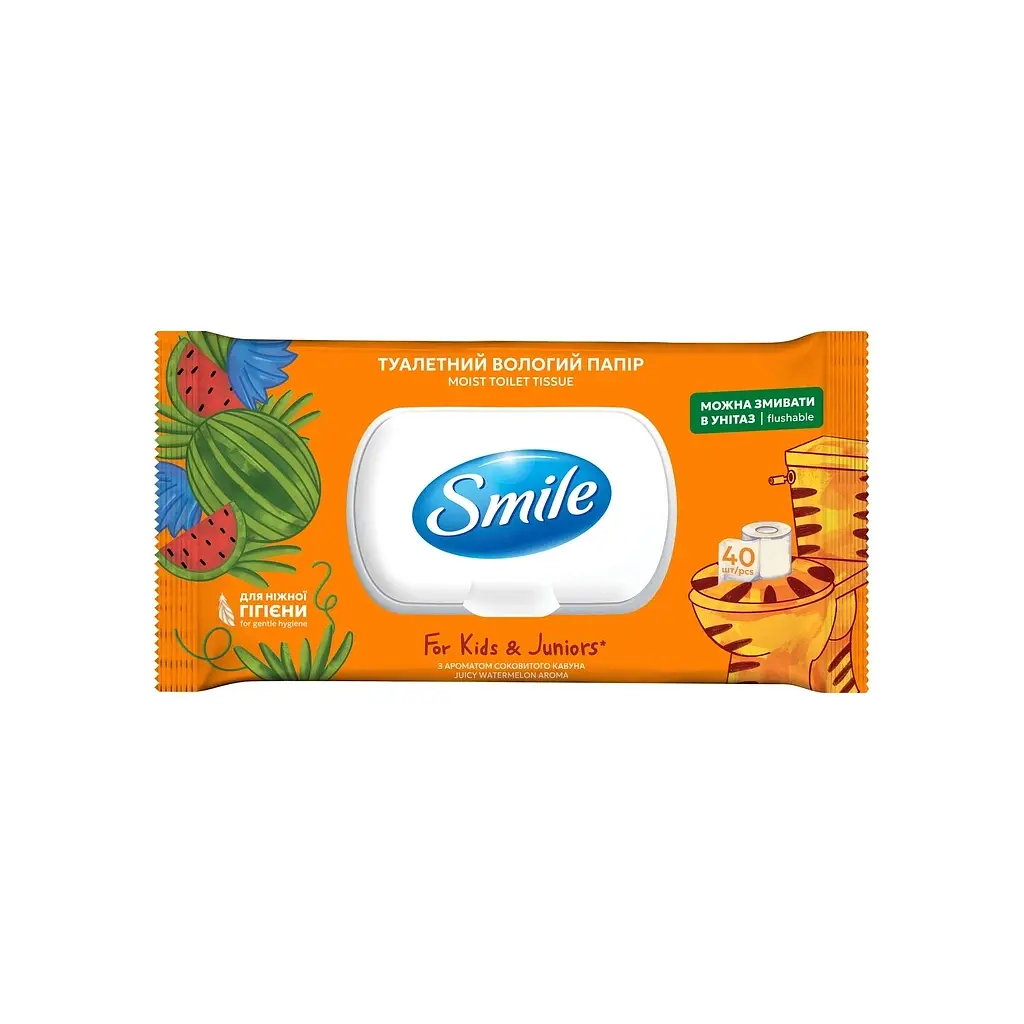Туалетний папір Smile Classic For Kids & Juniors Вологий 40 шт. (4823071668827)