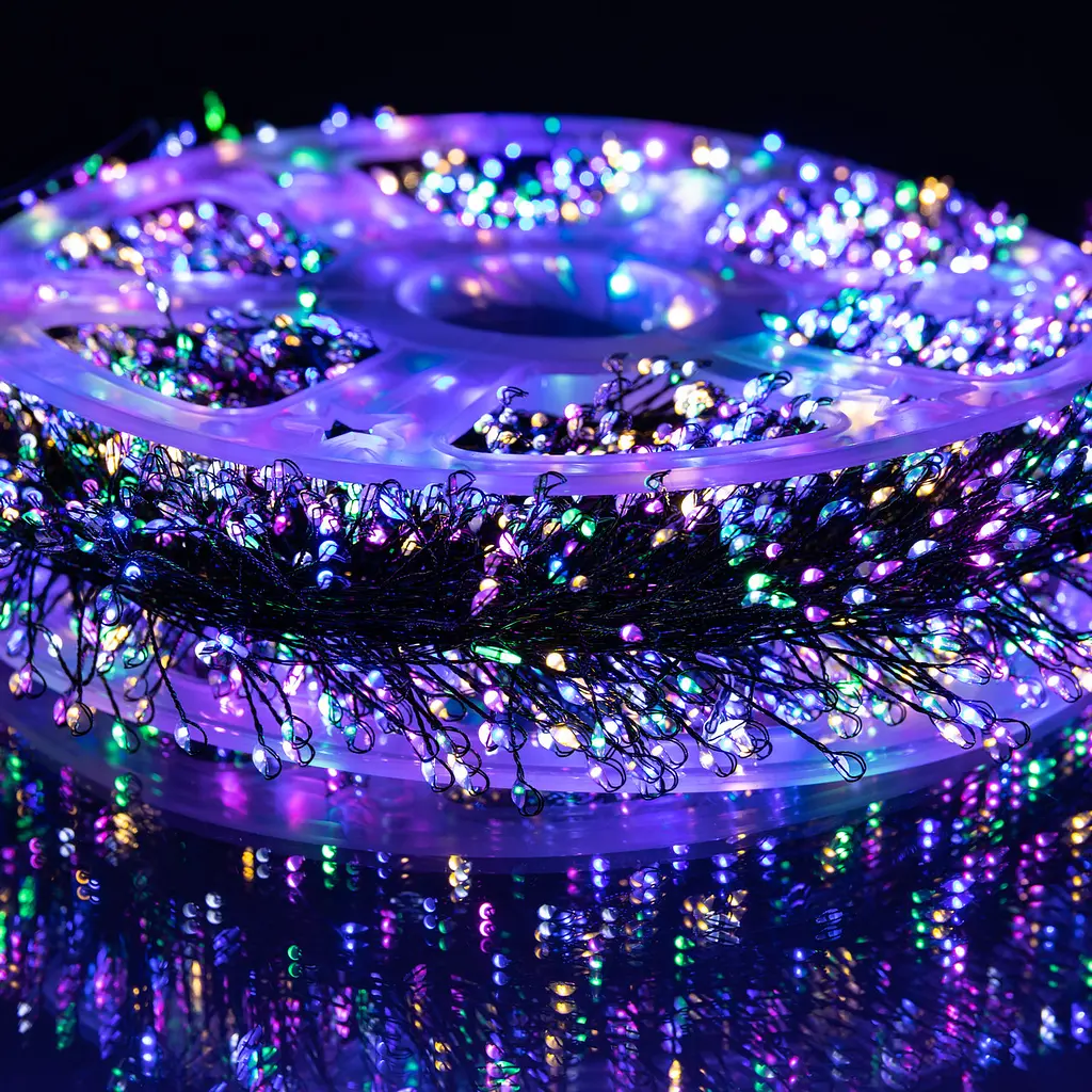 Гірлянда нитка роса 2000 LED зелений дріт мультиколор новорічна ілюмінація гірлянда на ялинку гирлянда штора Мультиколор Garlando D2000L100MGML - фото 3
