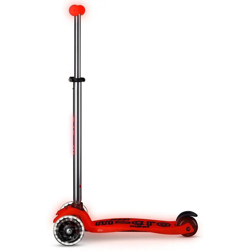 Самокат MICRO серії "Maxi Deluxe Glow LED" – ЧЕРВОНА АУРА (до 50 kg, 3-х колісний, світло) Micro MMD368 - фото 4