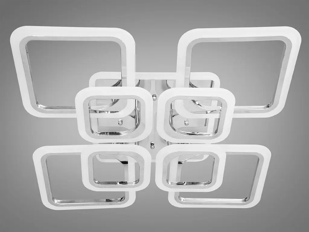 Современная LED люстра с подсветкой, серебряная люстра, 145W - фото 3