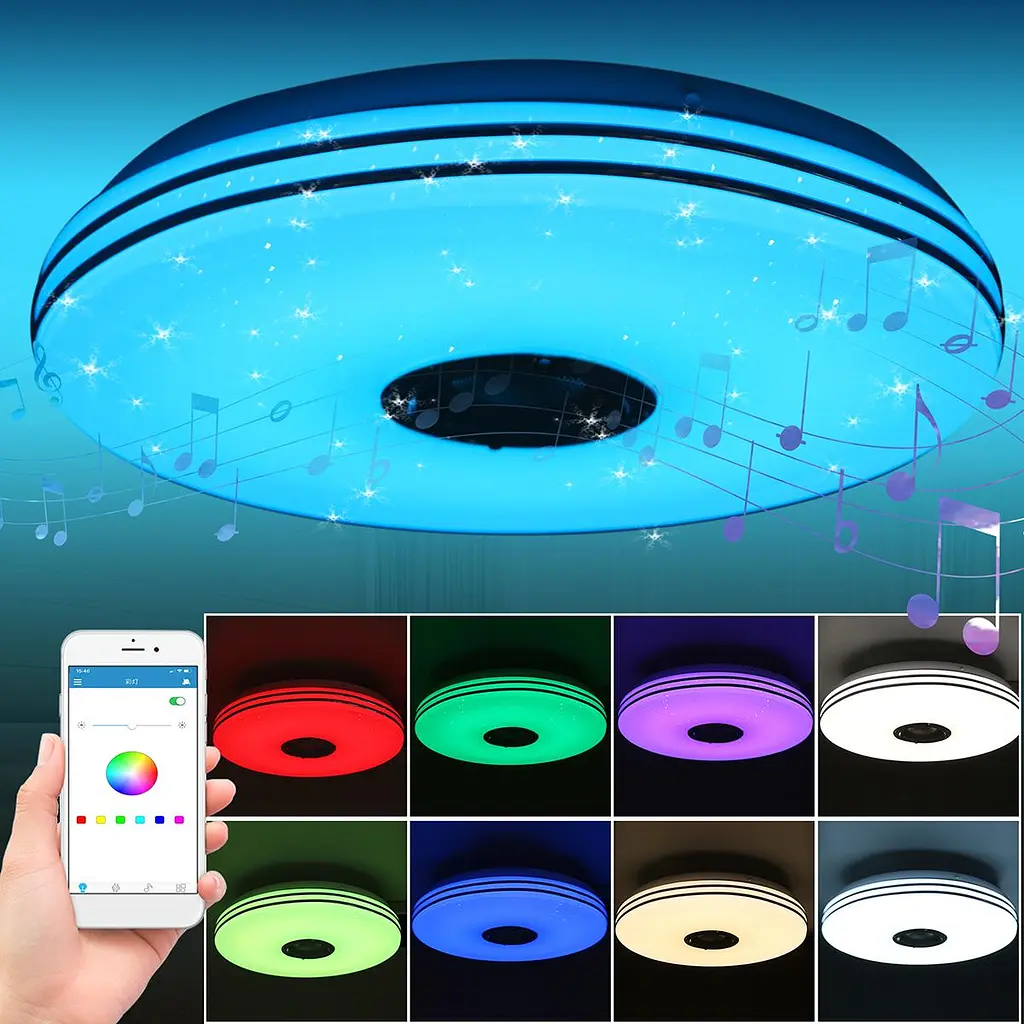 38 см світлодіодний RGB світильник стельовий Bluetooth + пульт дистанційного керування - фото 5