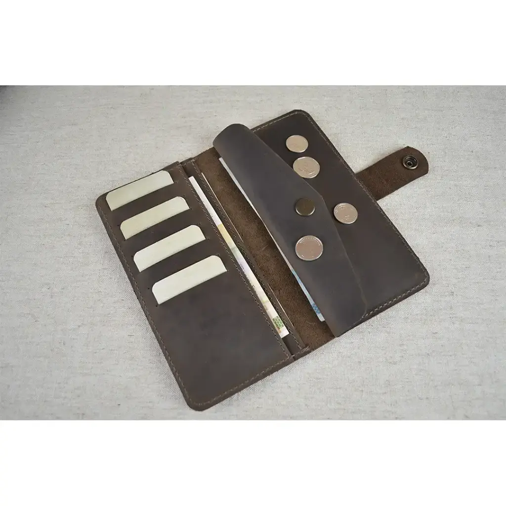 Кошелек-купюрщик Crazy Horse мужской темно-коричневый - фото 2