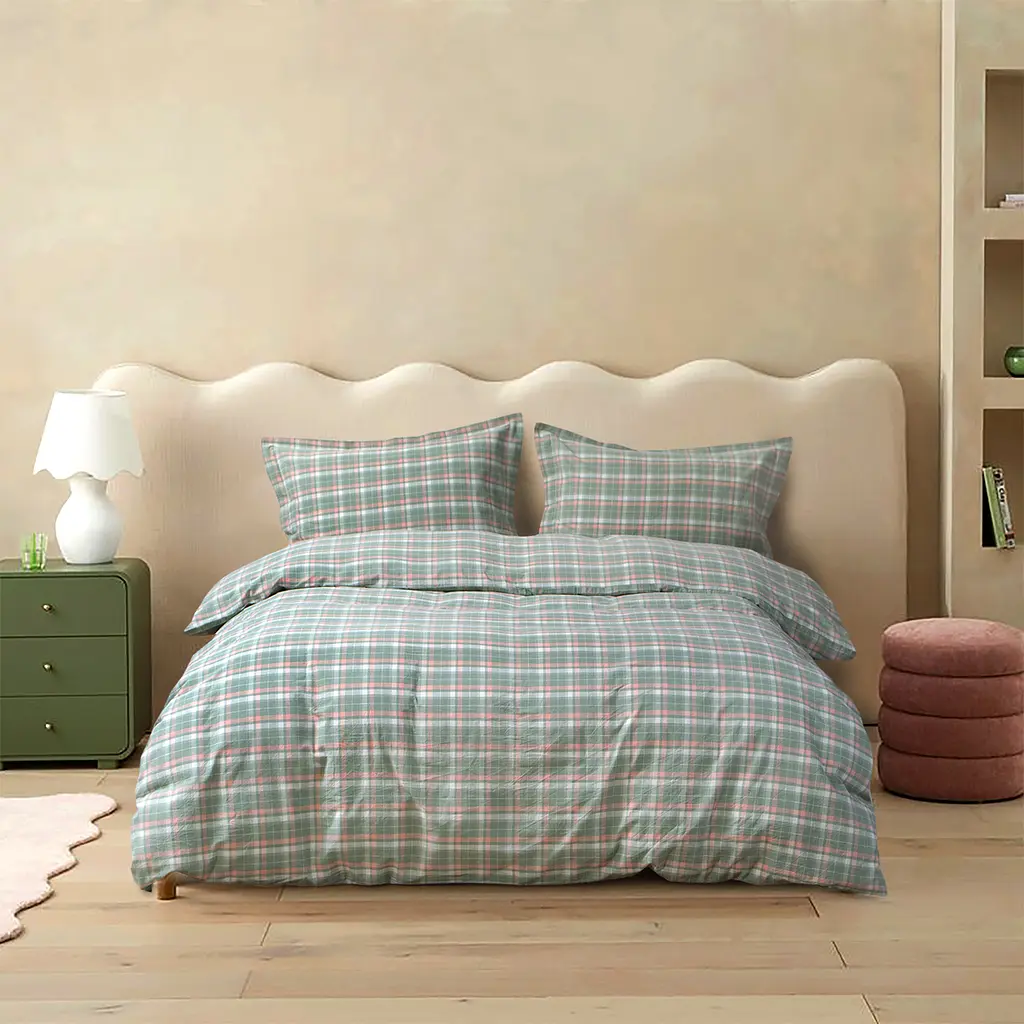 Постельное белье Lotus Home - Checked Caledonia мятный семейный - фото 3