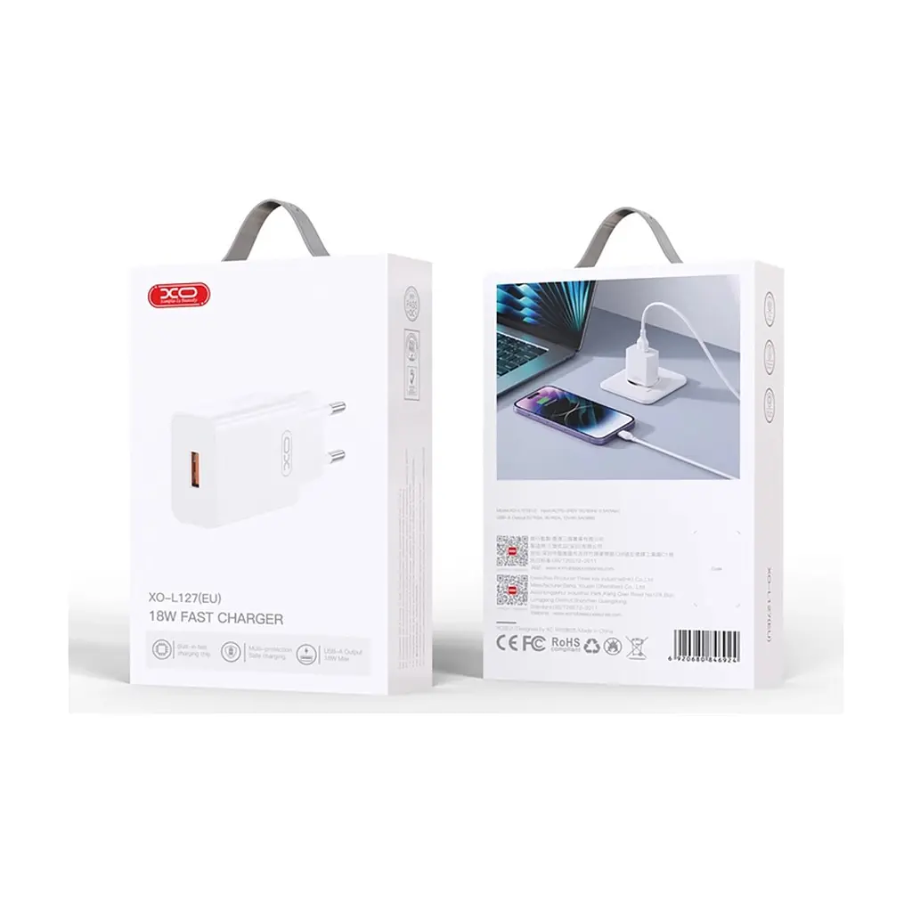 Зарядний пристрій XO USB-A QC18W White (L127.white) - фото 6
