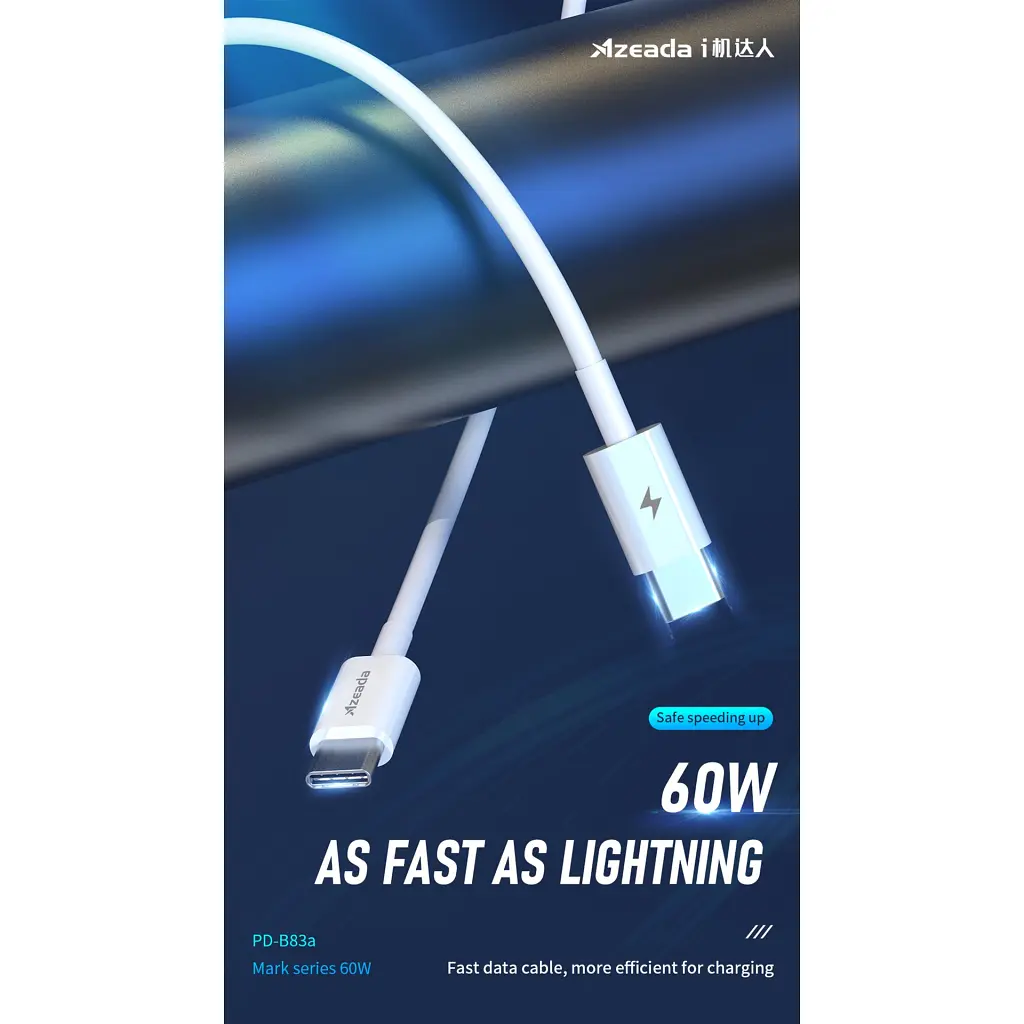 Дата кабель USB-C to USB-C 1.0m PD-B83a 60W Proda (PD-B83a-WHT) - фото 2