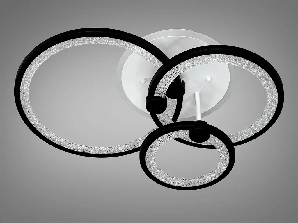 LED люстра с пультом, диммером и цветной подсветкой, 70W, черная - фото 4