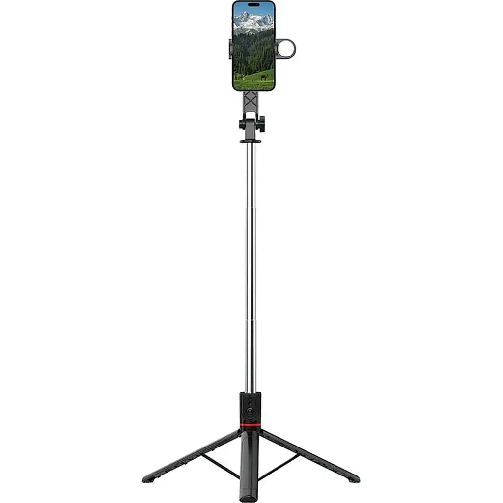 Монопод-штатив WiWU Bluetooth Selfie Stick Tripod with LED Black (Wi-SE015) [163485] - фото 2