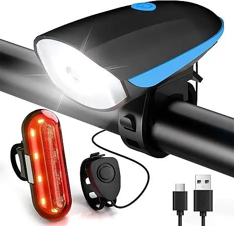 Велофари Gobikey USB із сигналізацією 120 дБ, передня та задня