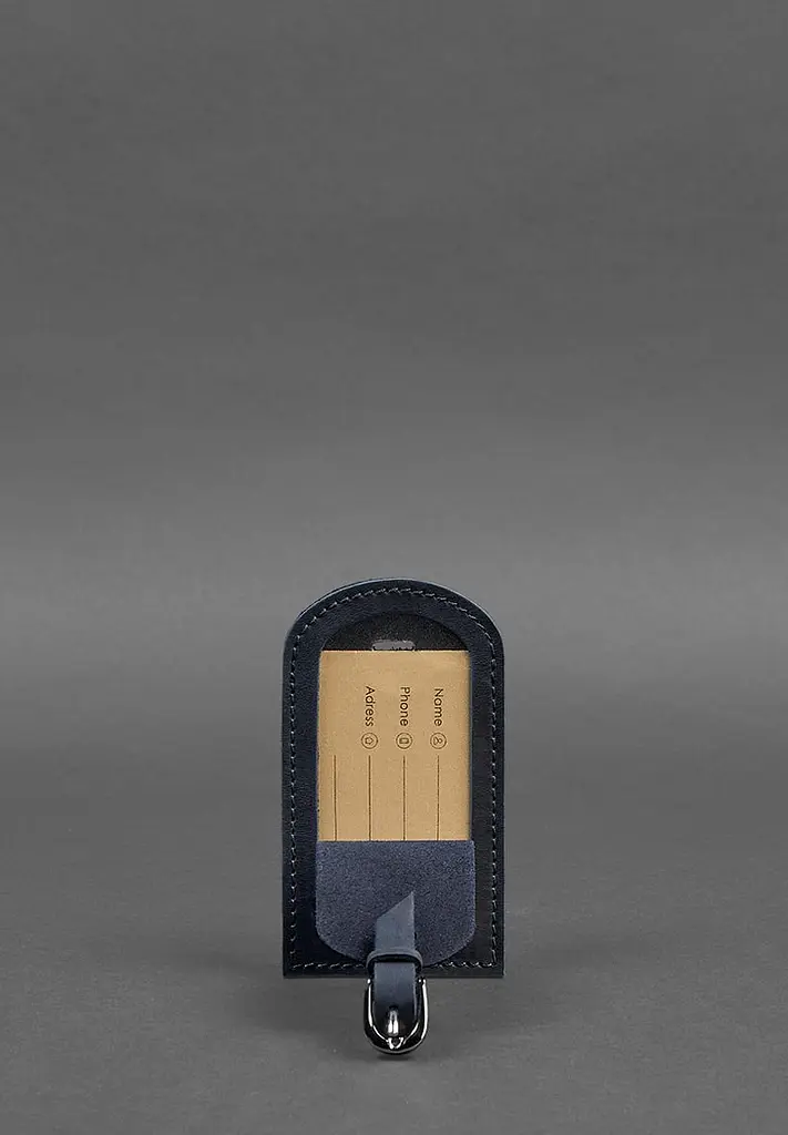 Кожаная бирка для багажа 2.0 Темно-синяя Crazy Horse - фото 3