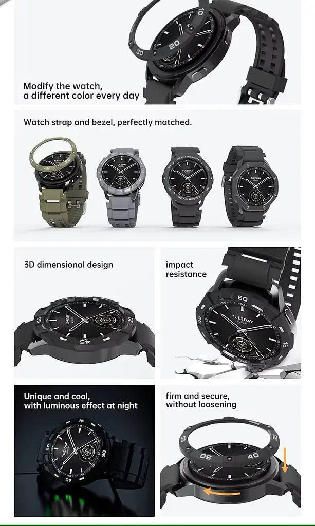 Безель Sikai для смарт-часов Xiaomi Watch S3 Black-white Sport - фото 8