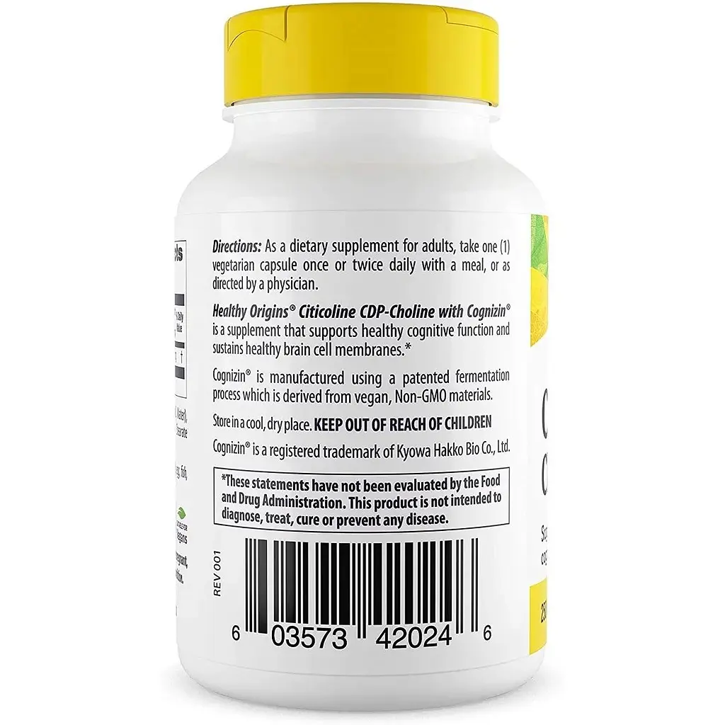 Цитиколін Healthy Origins Cognizin 250 мг 60 вегетаріанських капсул - фото 3