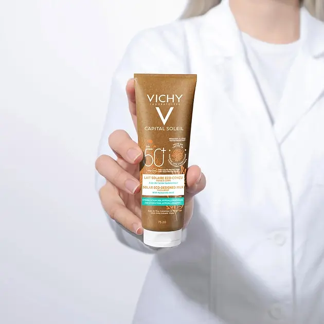 Сонцезахисне зволожувальне молочко Vichy Capital Soleil Solar Eco-Designed Milk для шкіри обличчя і тіла SPF 50+ 75 мл - фото 4