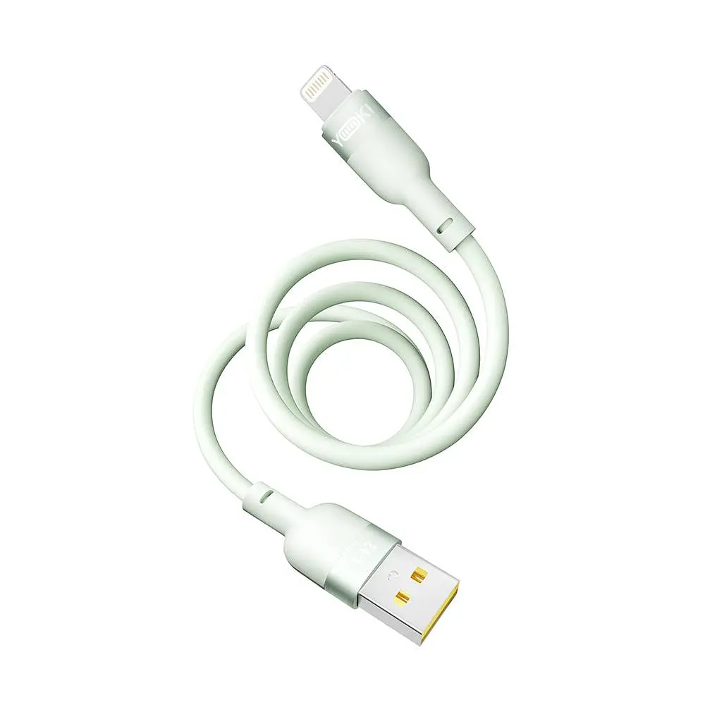 Кабель для заряджання та обміну даними USB Yoki YK-SI50 SILICONE Series USB/Lightning 12W 2.4A/5V 1.2 м Зелений - фото 8