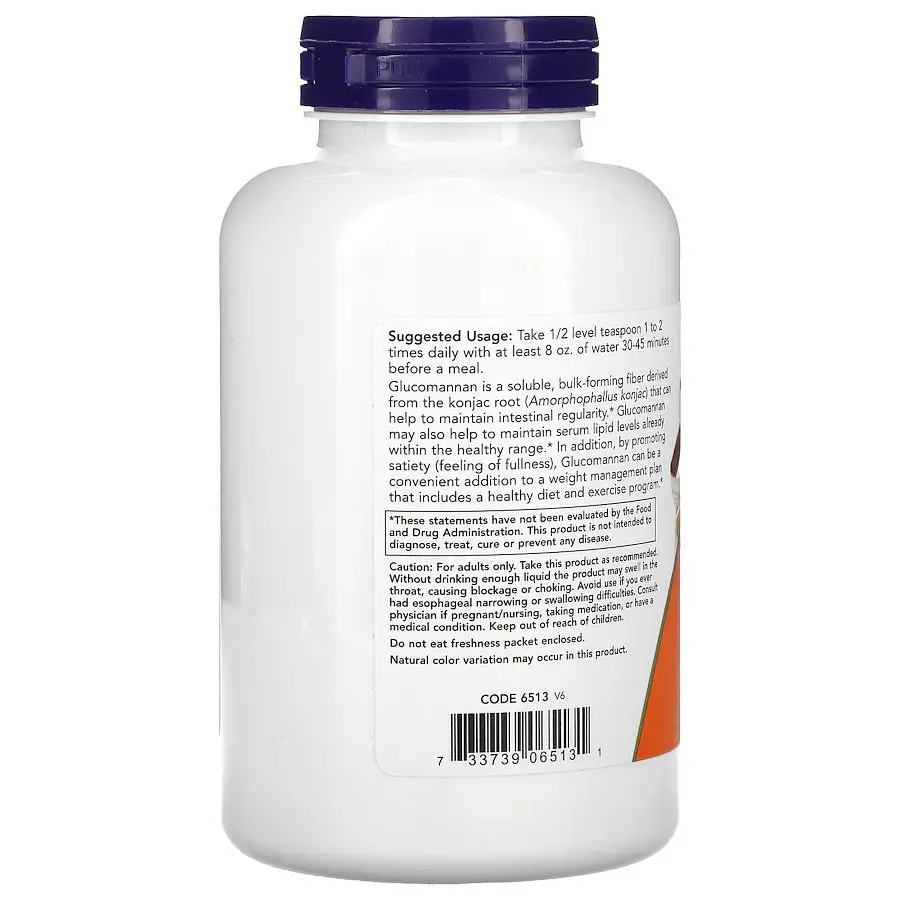 Порошок з кореня коньяку NOW Glucomannan, 227 грам для роботи кишечника - фото 3