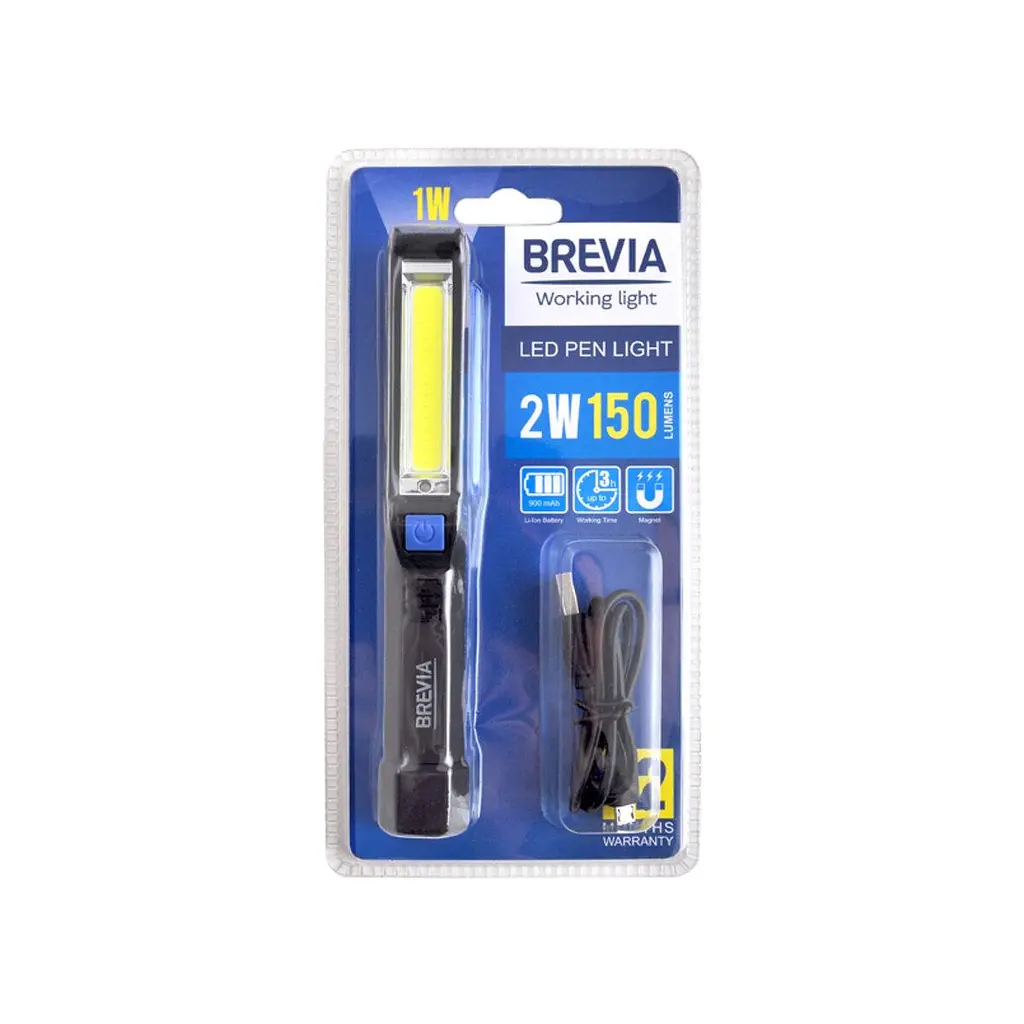 Фонарь инспекционный Brevia LED Pen Light 2W COB + 1W LED на аккумуляторе 900 mAh microUSB - фото 4