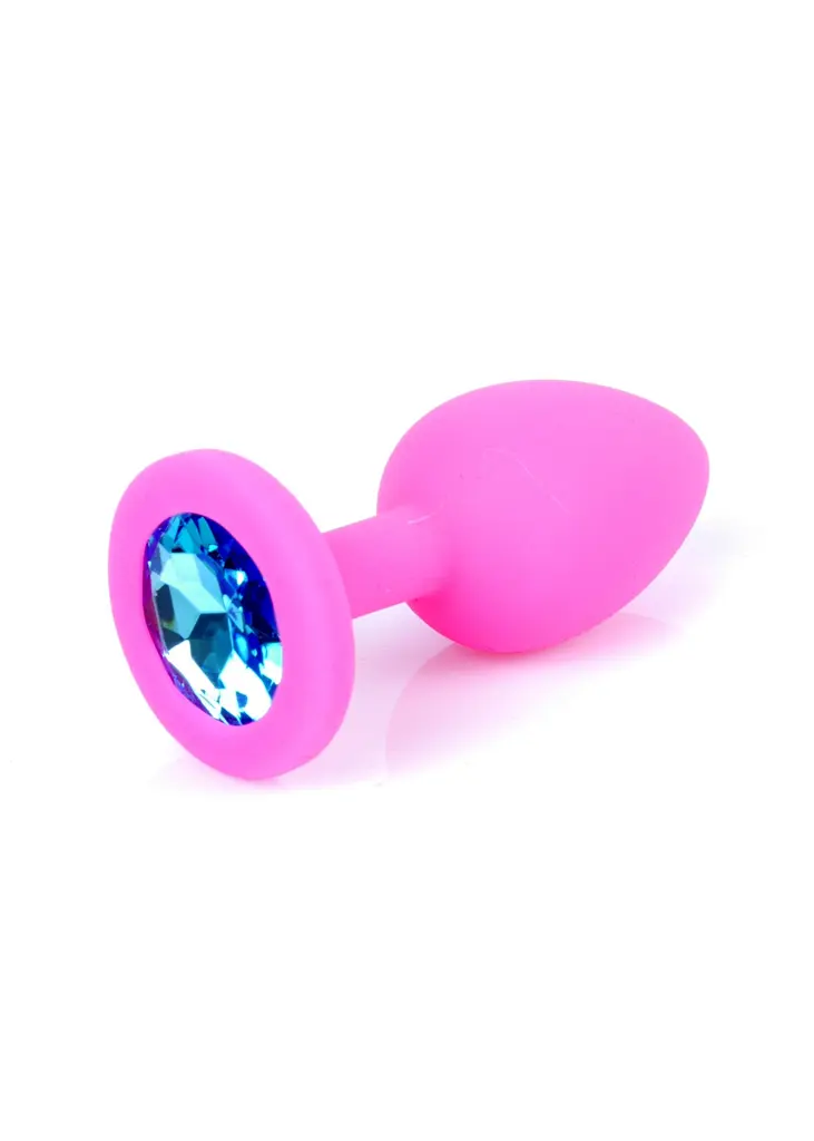 Анальна пробка - Jewellery Silicone Pink Plug S Light Blue - фото 3