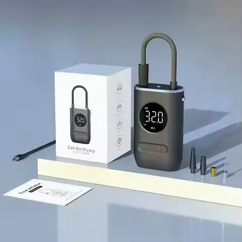 Компресор акумуляторний автомобільний 1193 із цифровим дисплеєм USB Type-C  4 насадки з ліхтариком  - фото 7