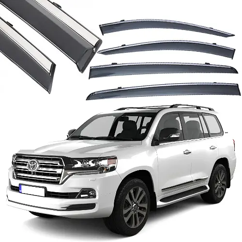 Дефлектори вікон вітровики Benke для Toyota Land Cruiser FJ200 07-19 Хром Молдинг Нержавіюча сталь 3D (BTYLD0823-W/S)