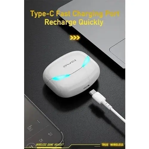 Бездротові навушники Awei T35 Gaming TWS Bluetooth Earphone до 5 годин білі - фото 8