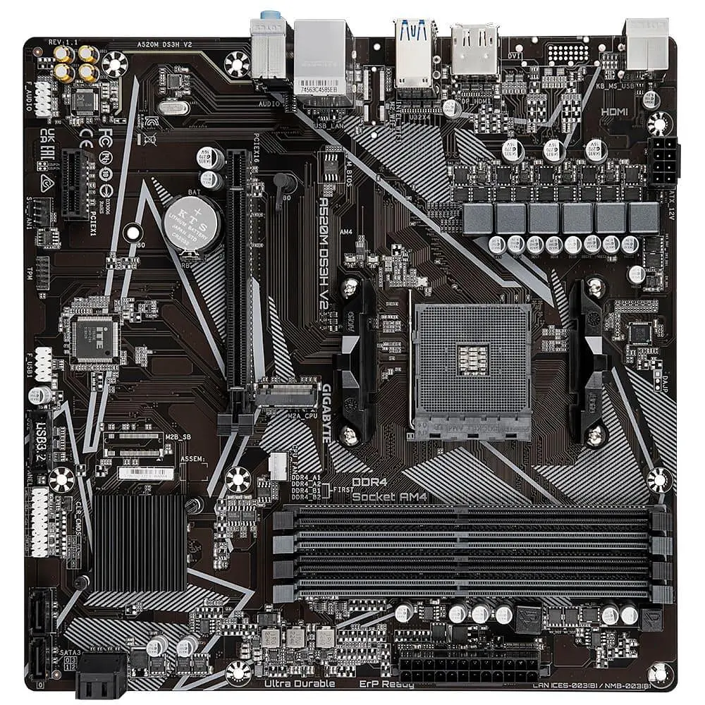 Материнська плата GIGABYTE A520M DS3H V2 (A520M DS3H V2) (Socket AM4, AMD A520, Micro-ATX) - фото 3
