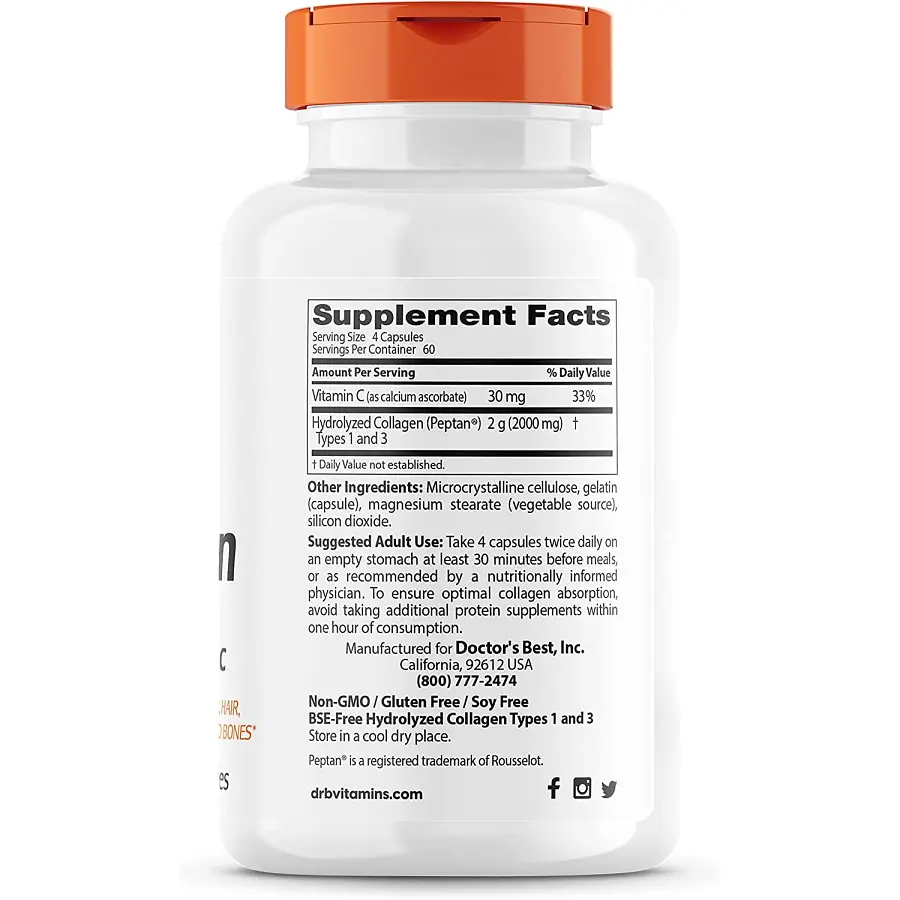 Препарат для суглобів і зв'язок Doctor's Best Collagen Types 1&3 500 mg, 240 капсул - фото 2