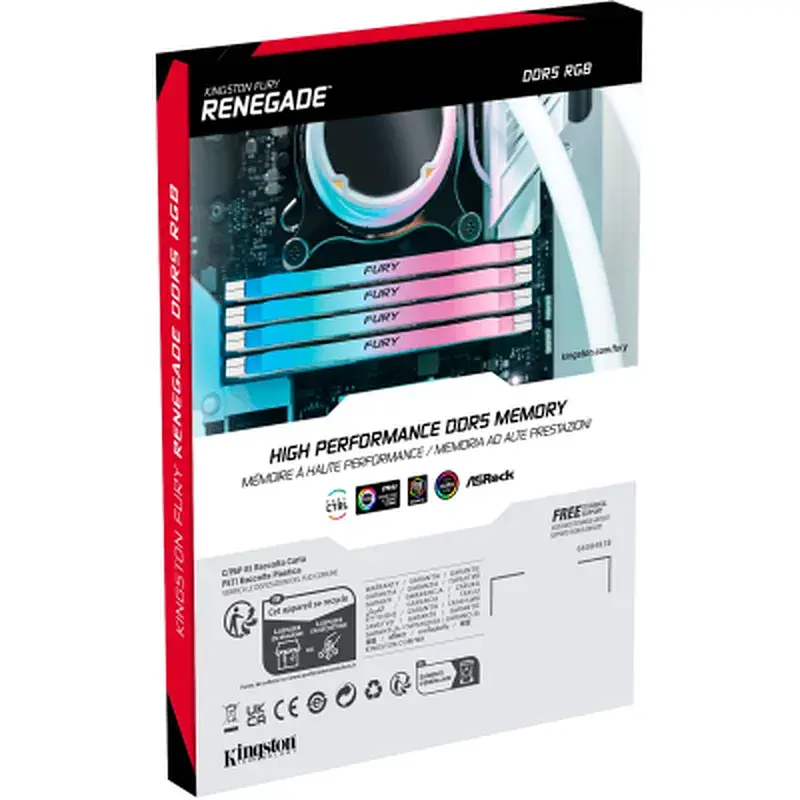 Модуль пам'яті для комп'ютера DDR5 48GB (2x24GB) 8000 MHz Renegade RGB White/Silver Kingston Fury (ex.HyperX) (KF580C38RWAK2-48) - фото 6