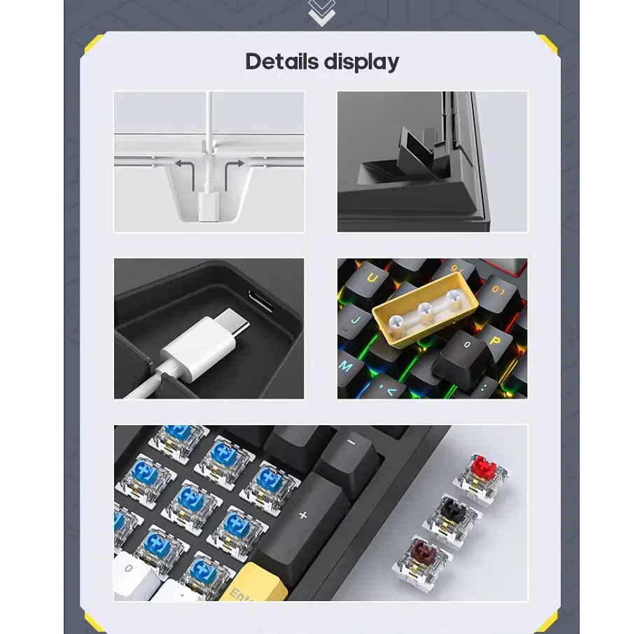 Клавіатура механічна ігрова з підсвічуванням iMICE GK-500 USB Wired Type-C, Eng/Укр/Рус, Black - фото 9