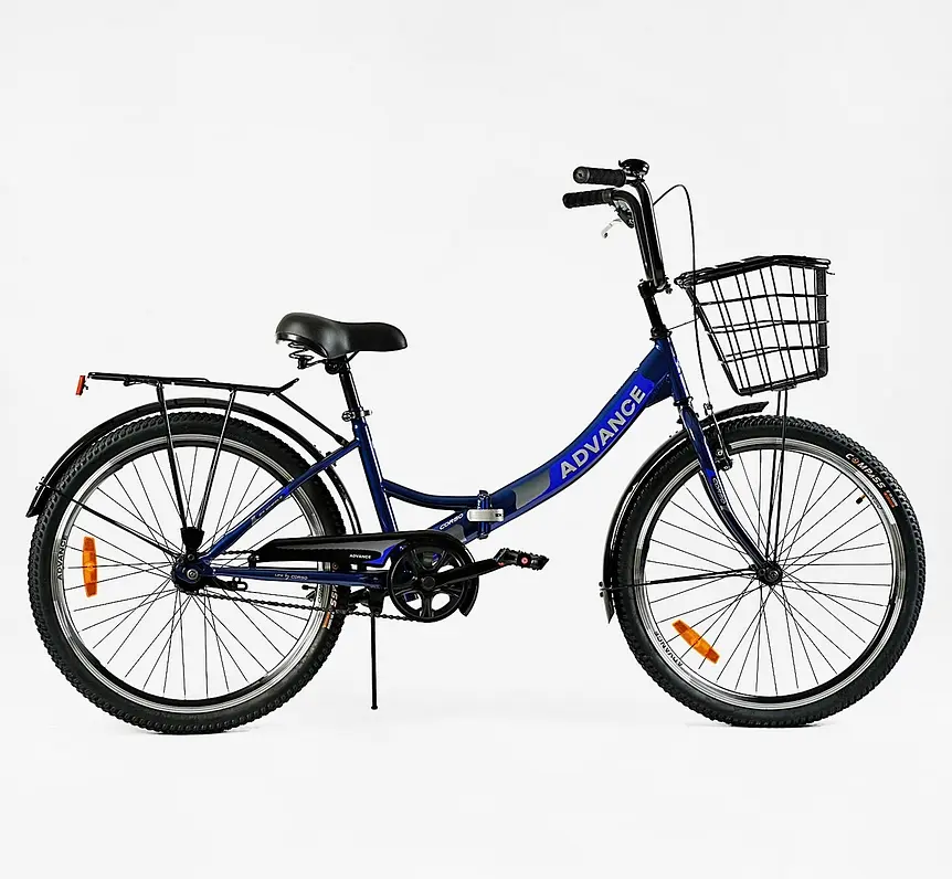 Велосипед складний 24``AD-24003 Advance Corso односкоростной, складная стальная рама 14``, корзина, багажник (6800065240038) - фото 2