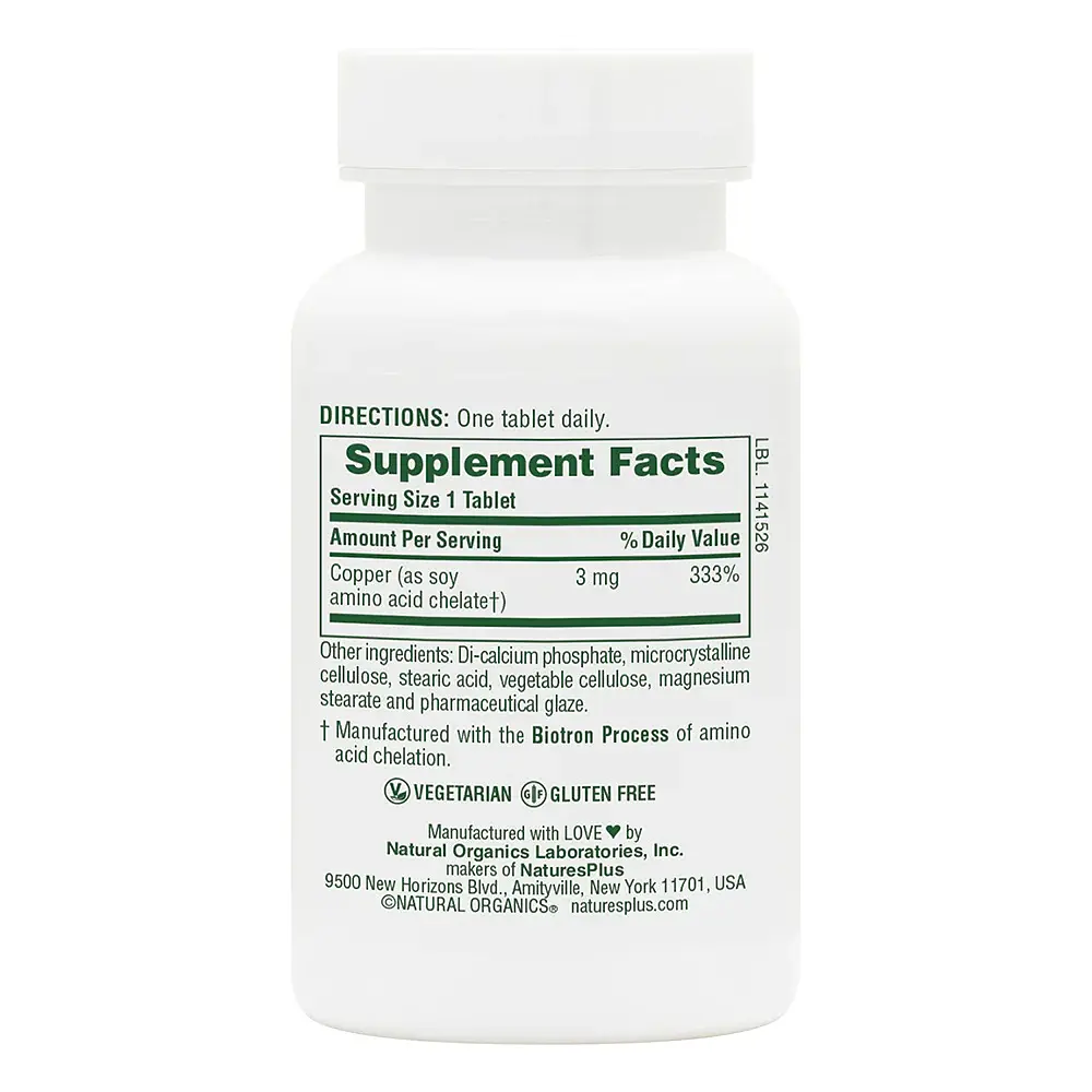 Витамины и минералы Natures Plus Copper 3 mg, 90 таблеток - фото 2