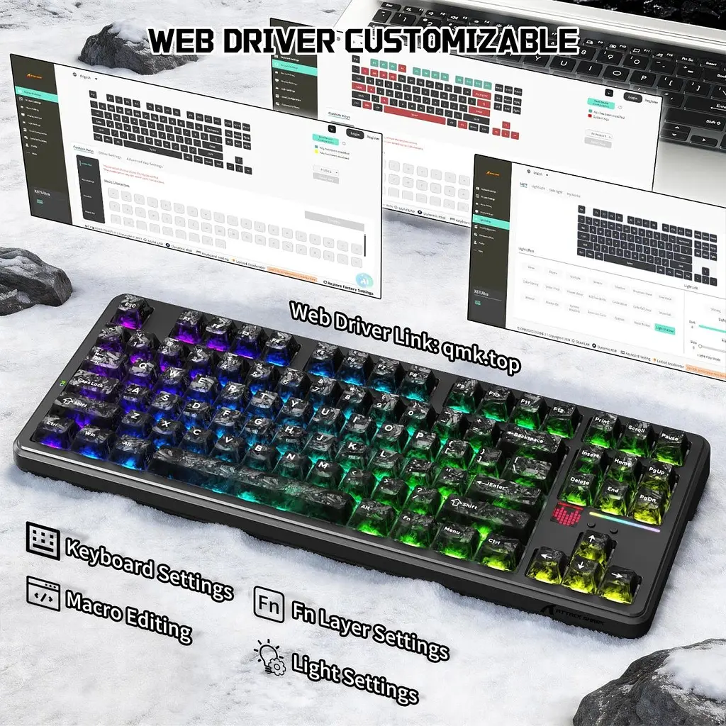 Клавіатура Attack Shark X87 Ultra RGB Meg Shark Switches Wireless Forged Carbon (AS-6979033730243-FC) [176651] - фото 5