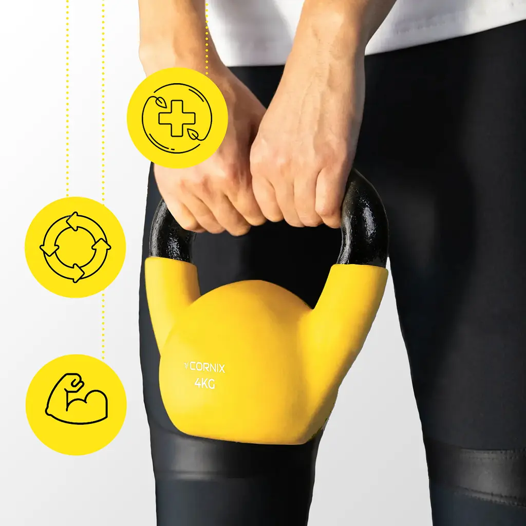 Гиря металева Cornix 4 кг з вініловим покриттям XR-0435 Yellow/Black - фото 6