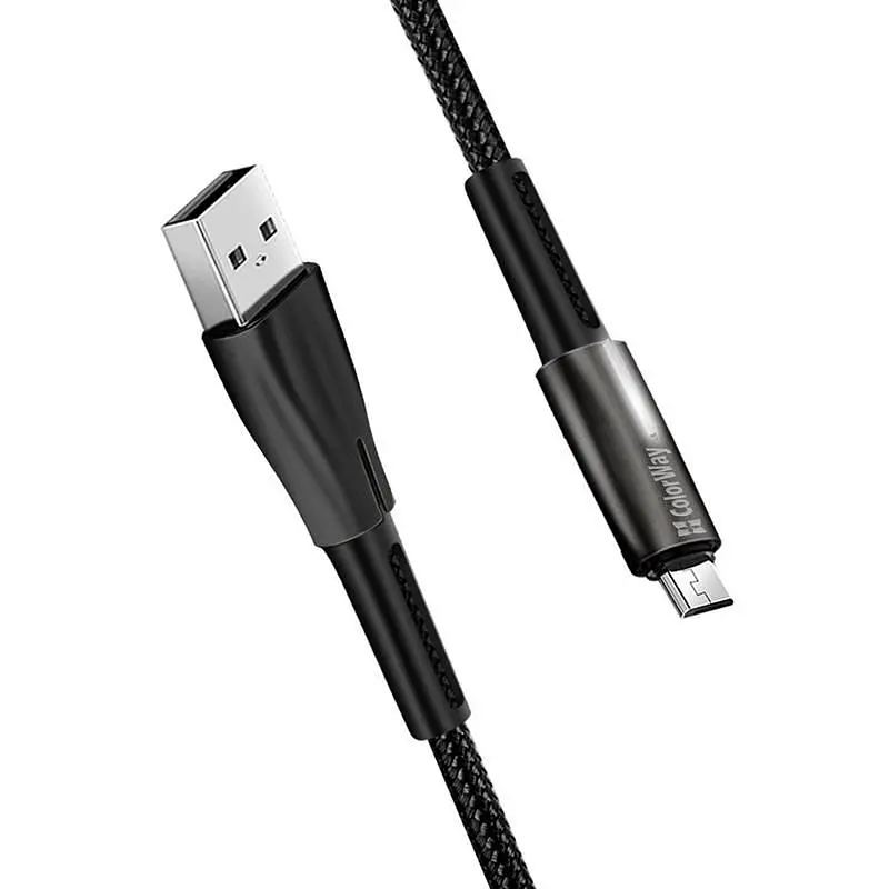 Кабель ColorWay USB - micro USB (M/M), Zinc Alloy + Led, 2.4 А, 1 м, Black (CW-CBUM035-BK) - фото 8
