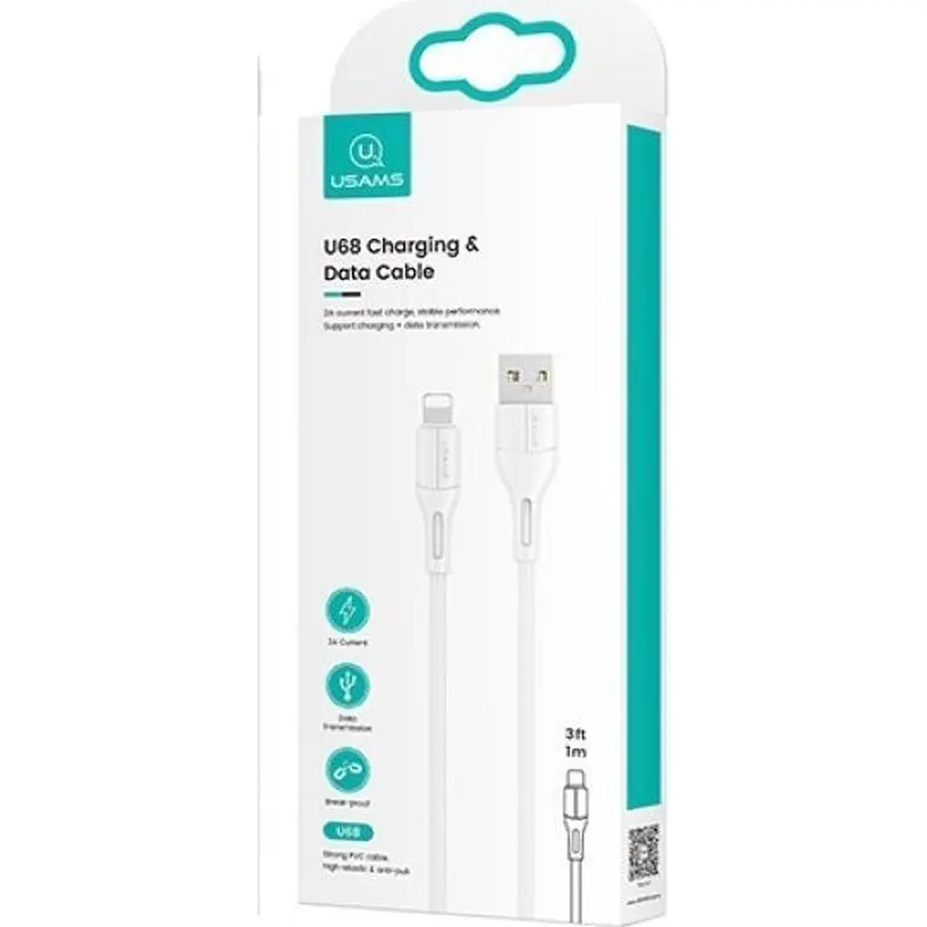 Кабель Usams U68 USB-A to Lightning 2A 1m White (SJ500USB02) [70881] - фото 2