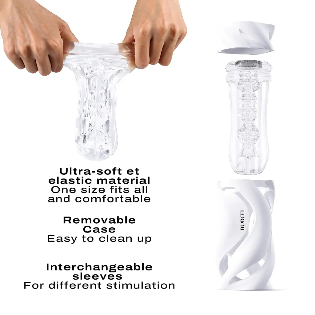 Мастурбатор Dorcel DEEP BLOW WHITE, подвійне використання - фото 4