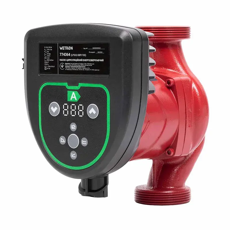 Насос циркуляційний енергозберігаючий 50-130Вт Hmax 8м Qmax 130л/хв Ø2″ 180мм + гайки Ø1¼″ WETRON (774364) - фото 2